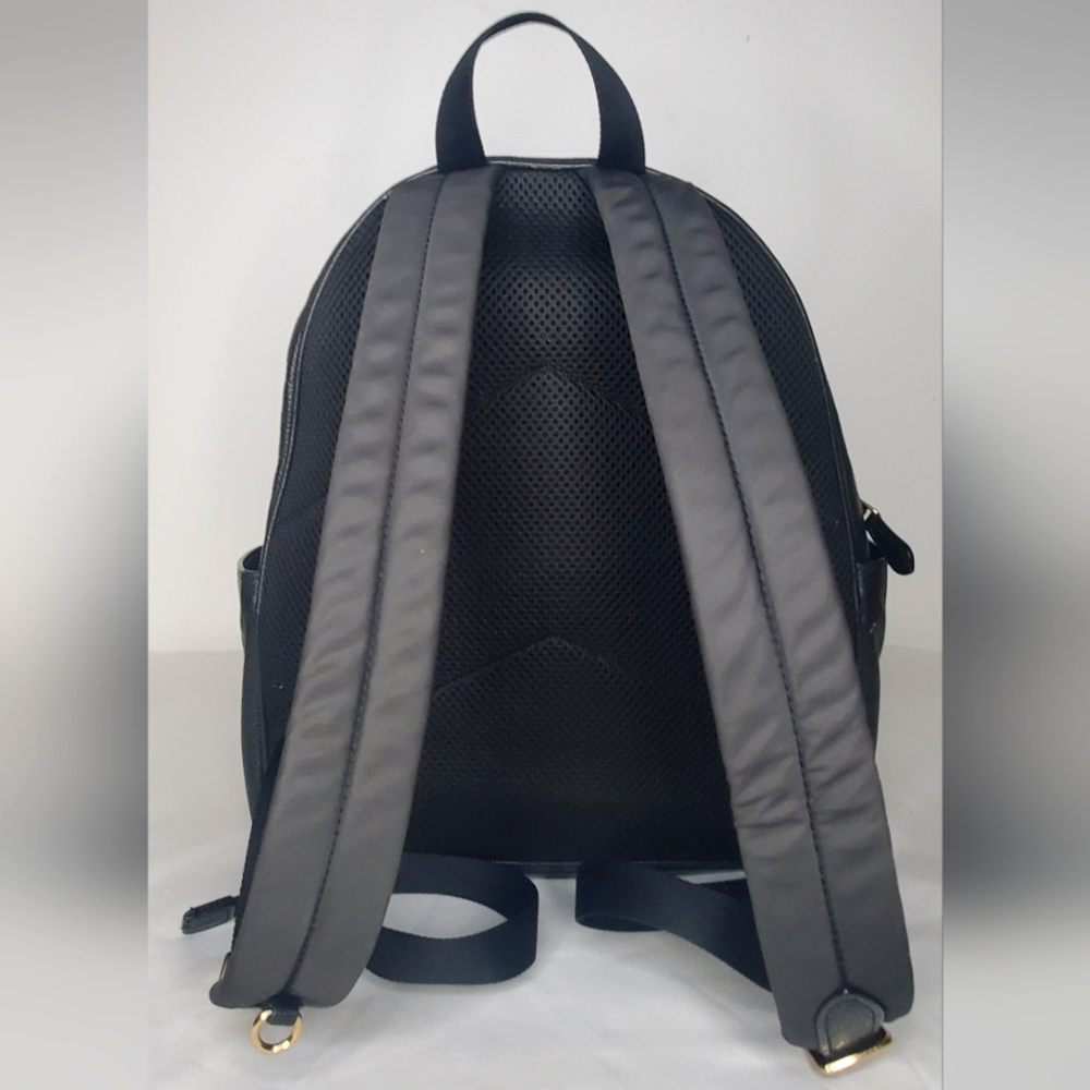 Coach Carrie Sleek Black Leather Small Backpack with Gold Metal Hardware - Picture 3 of 13